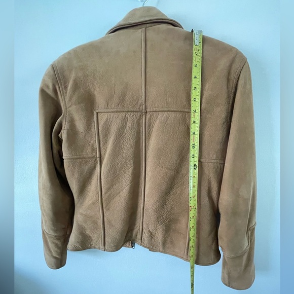 Vintage 80s/90s BEYOND Tan Leather Suede Jacket Womens USA Biker - Picture 6 of 9